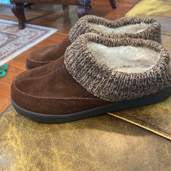 Clarks suede 8 leather slip on fleece lined shoes - Picture 4 of 6